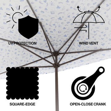 Sidney 9 ft. Classic MidCentury Rectangular Half Market Patio Umbrella